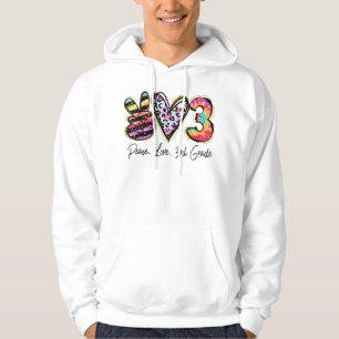 Peace Love Third Grade Teacher Girls Team 3rd Afst Hoodie