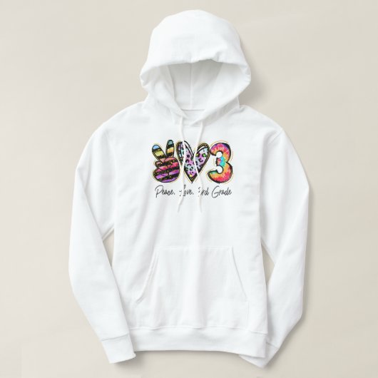 Peace Love Third Grade Teacher Girls Team 3rd Afst Hoodie (Design voorkant)