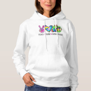 Peace Love Third Grade Tie Dye Happy First Day Hoodie