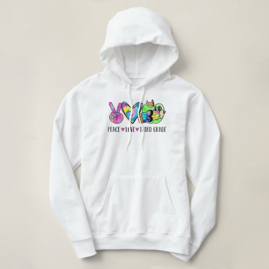 Peace Love Third Grade Tie Dye Happy First Day Hoodie (Design voorkant)