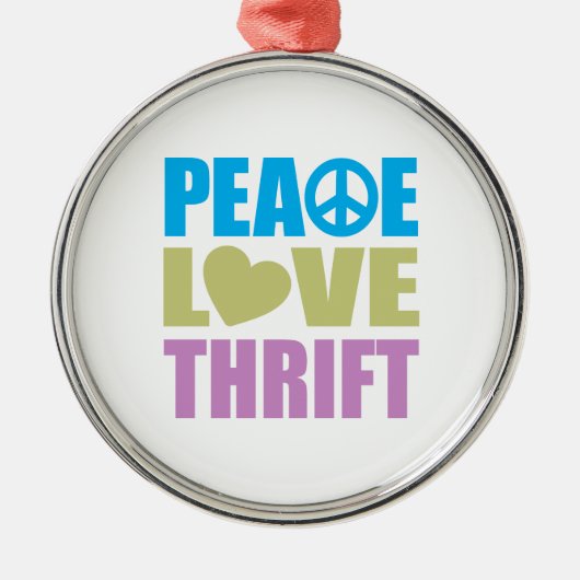 Peace Love Thrift Metalen Ornament (Voorkant)