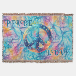 Peace Love Tie-Dye Deken