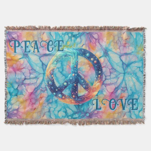 Peace Love Tie-Dye Deken (Voorkant)