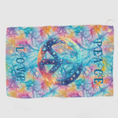Peace Love Tie-Dye Golfhanddoek (Horizontaal)