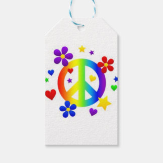 PEACE LOVE TIE DYE HIPPIE SYMBOL GIFT LABELS CADEAULABEL