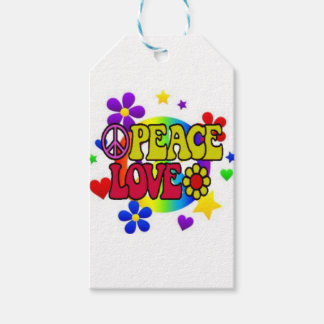 PEACE LOVE TIE DYE HIPPIE SYMBOL GIFT TAGS CADEAULABEL