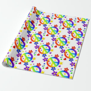 PEACE LOVE TIE DYE HIPPIE SYMBOOL CADEAUPAPIER