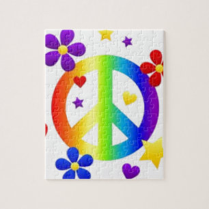 PEACE LOVE TIE DYE HIPPIE SYMBOOL LEGPUZZEL