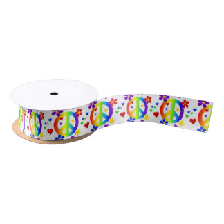 PEACE LOVE TIE DYE HIPPIE SYMBOOL SATIJNEN LINT