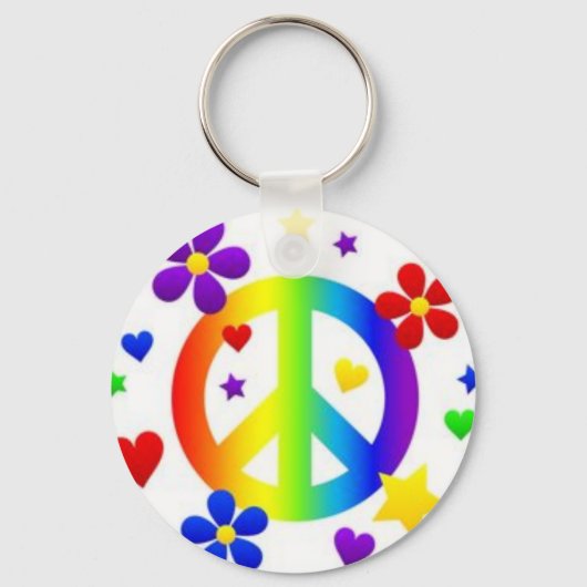 PEACE LOVE TIE DYE HIPPIE SYMBOOL SLEUTELHANGER (Voorkant)