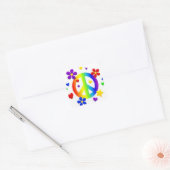 PEACE LOVE TIE DYE HIPPIE SYMBOOL VIERKANTE STICKER (Envelop)