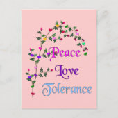 Peace Love Tolerance Briefkaart (Voorkant)