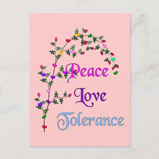 Peace Love Tolerance Briefkaart (Voorkant)