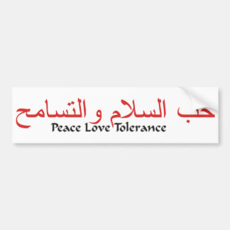 Peace Love Tolerance Bumpersticker