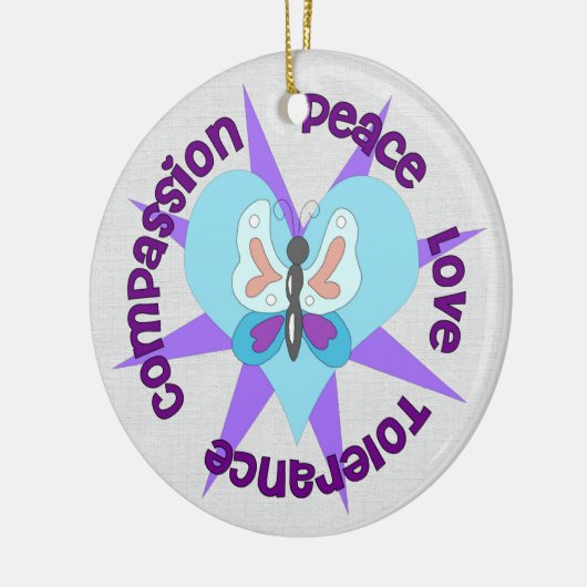 Peace Love Tolerance Compastion Keramisch Ornament (Links)