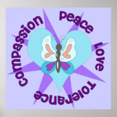 Peace Love Tolerance Compastion Poster (Voorkant)