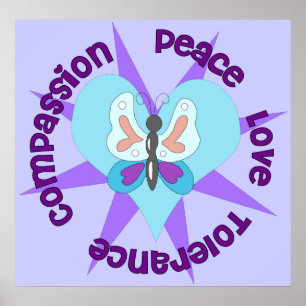 Peace Love Tolerance Compastion Poster