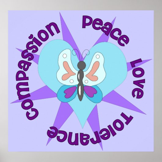 Peace Love Tolerance Compastion Poster (Voorkant)