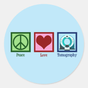 Peace Love Tomography Ronde Sticker