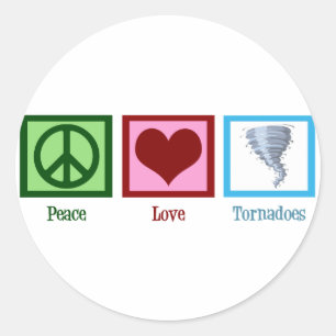 Peace Love Tornadoes Ronde Sticker