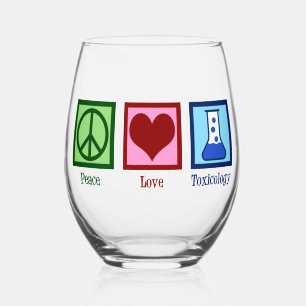 Peace Love Toxicology Cute Toxicologe Wijnglas Zonder Voet