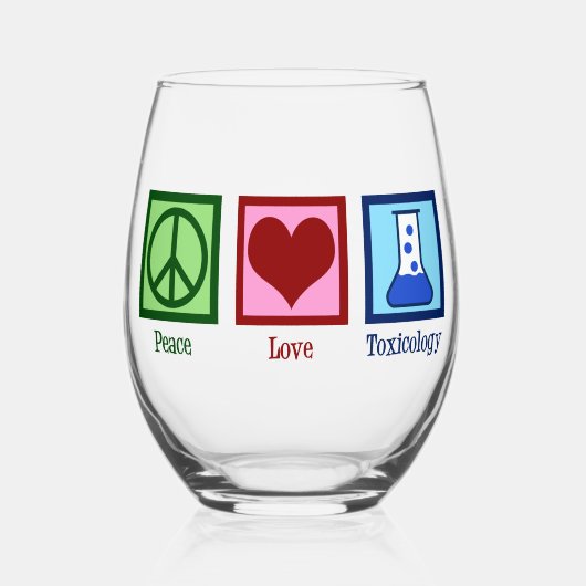 Peace Love Toxicology Cute Toxicologe Wijnglas Zonder Voet (Voorkant)