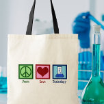 Peace Love Toxicology Tote Bag<br><div class="desc">Peace Love Toxicology. Een coole toxicoloog cadeau voor een wetenschapper die in een lab werkt als gif- en gifdeskundige. Toxiciteitsonderzoekers ondersteunen met dit schattige ontwerp!</div>