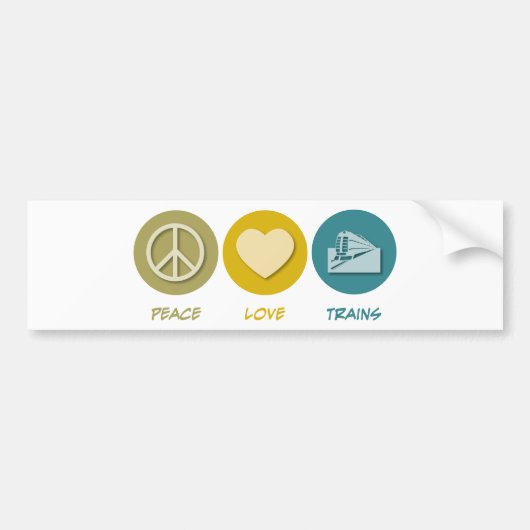 Peace Love Trains Bumpersticker (Voorkant)