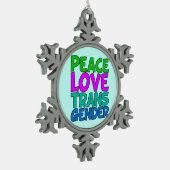 Peace Love Transgender Tin Sneeuwvlok Ornament (Links)