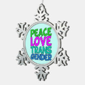 Peace Love Transgender Tin Sneeuwvlok Ornament (Rechts)