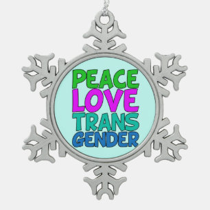 Peace Love Transgender Tin Sneeuwvlok Ornament