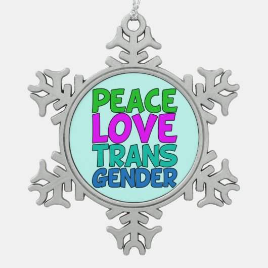 Peace Love Transgender Tin Sneeuwvlok Ornament (Voorkant)