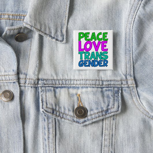 Peace Love Transgender Vierkante Button 5,1 Cm (In situ)