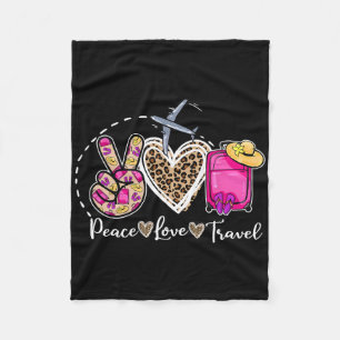 Peace Love Travel Retro Zomervakantie Familiemat Fleece Deken
