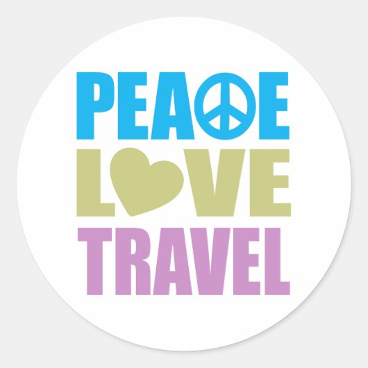 Peace Love Travel Ronde Sticker (Voorkant)