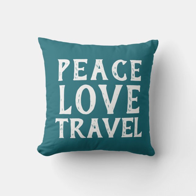 PEACE LOVE TRAVEL typografie | buitenkussen (Voorkant)