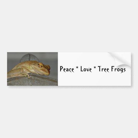Peace Love Tree Frogs Bumpersticker (Voorkant)