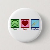 Peace Love Trombone Speler Ronde Button 5,7 Cm (Voorkant)