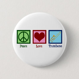 Peace Love Trombone Speler Ronde Button 5,7 Cm