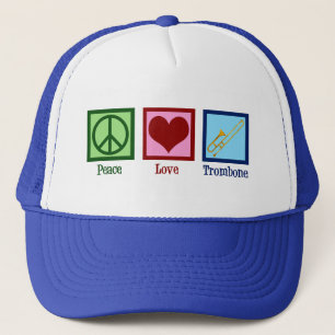 Peace Love Trombone Speler Trucker Pet