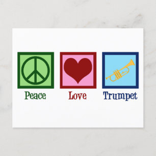 Peace Love Trompet Schattigee Band Kerst Briefkaart