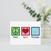 Peace Love Trompet Schattigee Band Kerst Briefkaart (Staand voorkant)
