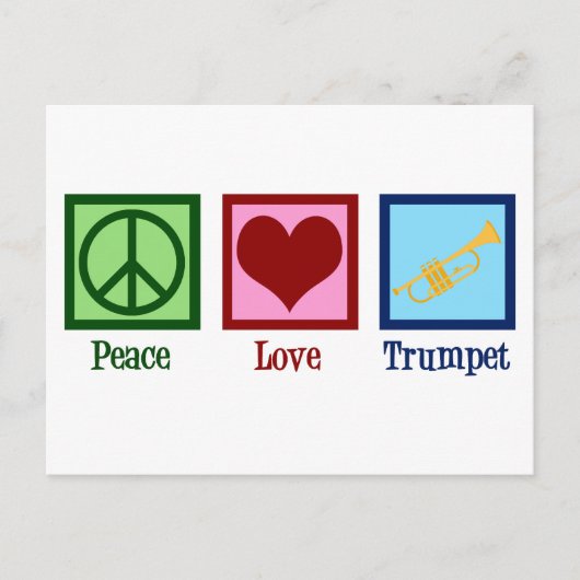 Peace Love Trompet Schattigee Band Kerst Briefkaart (Voorkant)