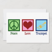 Peace Love Trompet Schattigee Band Kerst Feestdagenkaart (Voorkant)