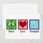 Peace Love Trompet Schattigee Band Kerst Feestdagenkaart (Voorkant / Achterkant)