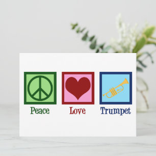 Peace Love Trompet Schattigee Band Kerst Feestdagenkaart