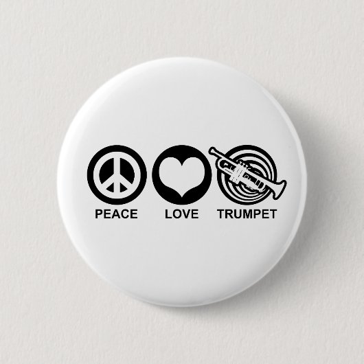 Peace Love Trumpet Ronde Button 5,7 Cm (Voorkant)