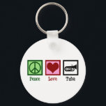 Peace Love Tuba Player Sleutelhanger<br><div class="desc">Peace Love Tuba. Een coole tuba speler cadeau met een vredesteken,  hart en instrument.</div>