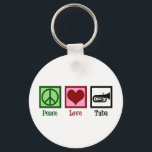 Peace Love Tuba Player Sleutelhanger<br><div class="desc">Peace Love Tuba. Een coole tuba speler cadeau met een vredesteken,  hart en instrument.</div>