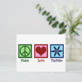Peace Love Turbine Fan Briefkaart (Staand voorkant)